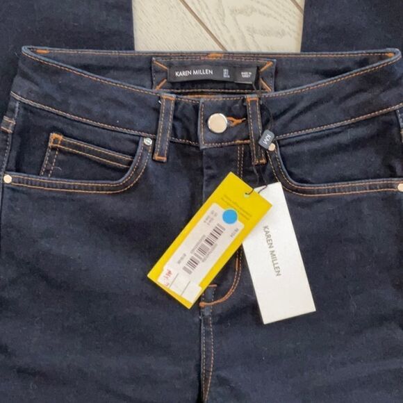 KAREN MILLEN NEW WITH TAGS DARK DENIM JEANS SIZE 2 STRAIGHT FIT - Picture 4 of 10
